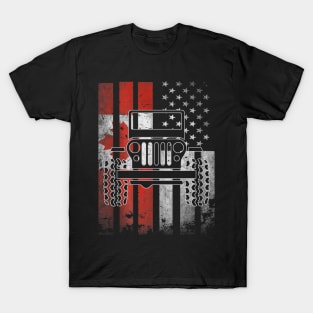 American Flag Jeep Canadian Flag Jeep Funny Jeep gift Men/Women/Kid Jeep T-Shirt